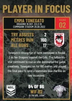 2022 NRL Player In Focus #WIF02 Emma Tonegato Back